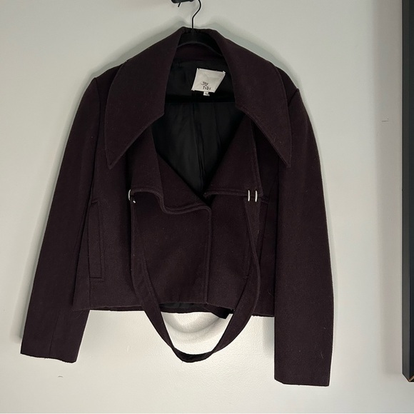 Tibi Peacoat Hendrick Jacket in Plum Wool Blend - Picture 3 of 7